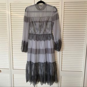 BCBG Maxazria Two-Tone Panel Lace Tulle Dress